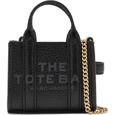 Marc Jacobs The Nano Charm Tote Leather Crossbody Bag In Black