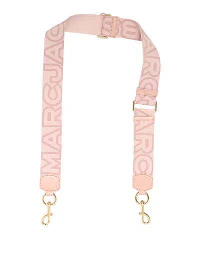 Marc Jacobs The Thin Outline Logo Webbing Strap In Nude & Neutrals