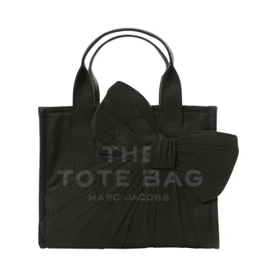 Pre-owned Marc Jacobs The Oversized Bow Canvas Medium Tote Bag 'black' | Women's Size Onesize