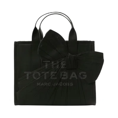 Pre-owned Marc Jacobs The Oversized Bow Canvas Small Tote Bag 'black' | Women's Size Onesize