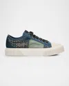 Marc Jacobs The Patchwork Denim Low-top Sneakers In Indigo Multi