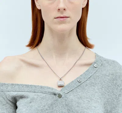 Marc Jacobs The Pavé Embellished Tote Bag Necklace In Silver/crystal