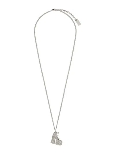 Marc Jacobs The Pave Kiki Boot Necklace In Silver