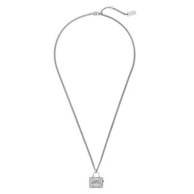 Marc Jacobs The Pave Tote Bag Necklace In Silver