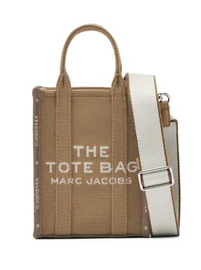 MARC JACOBS 'THE PHONE TOTE' BEIGE TOTE BAG WITH LOGO LETTERING IN COTTON BLEND WOMAN