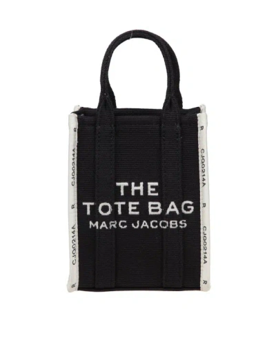 Marc Jacobs The Phone Tote In Black Jaquard Fabric