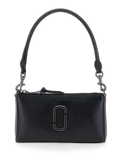 Marc Jacobs 'the Pochette' Black Shoulder Bag With Removable Top Handle And Front Plaque In Leather Woman