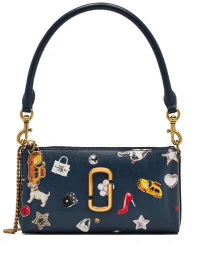 Marc Jacobs "the Pochette" Trinket Printed Snapshot Slg Shoulder Bag In Blue