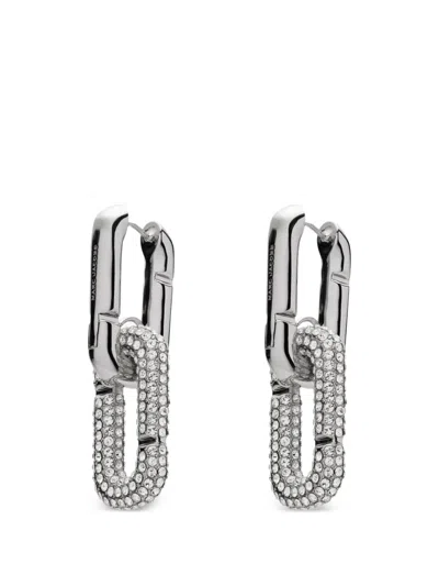 Marc Jacobs The Pop J Marc Pave Drop Earring In Silver