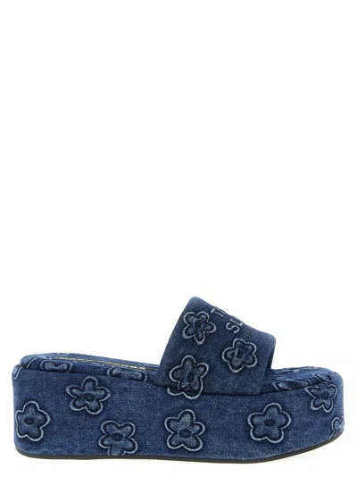 MARC JACOBS THE PUFFY DAISY DENIM PLATFORM SANDAL SANDALS BLUE