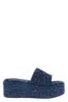 Marc Jacobs 'the Puffy Daisy Denim Platform Sandal' Slides In Blue