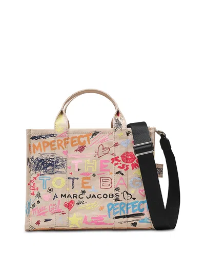 Marc Jacobs The Punk Scribble Canvas Medium Tote Bag In Sand