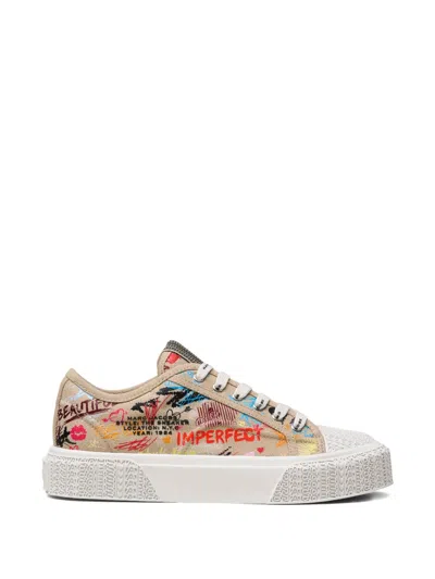 Marc Jacobs The Punk Scribble Lace-up Sneakers In Neutral