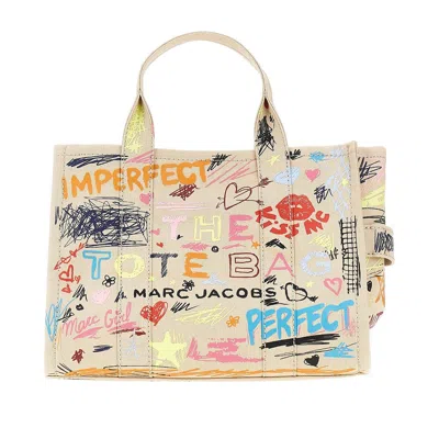 Marc Jacobs The Punk Scribble Medium Canvas Tote Bag In Sand