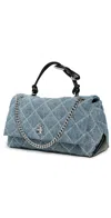 Marc Jacobs Womens Light Wash Indigo The Quilted Dual Convertible Denim Shoulder Bag