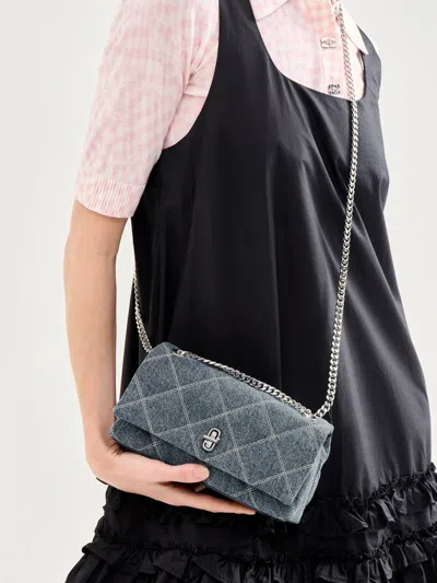 Marc Jacobs The Quilted Denim Dual Chain Wallet Blue Bag