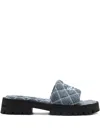 Marc Jacobs The Quilted Denim Slides In Blue