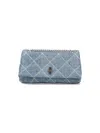Marc Jacobs Mini Quilted Denim Dual Chain Shoulder Bag In Blue