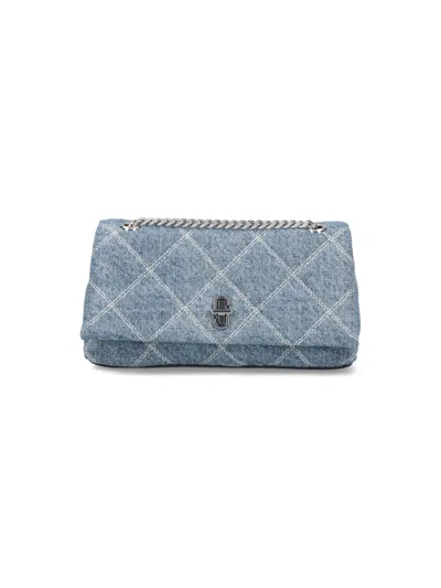 Marc Jacobs Mini Quilted Denim Dual Chain Shoulder Bag In Blue