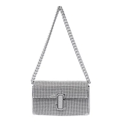 Marc Jacobs The Rhinestone J Marc Mini Shoulder Bag In Silver