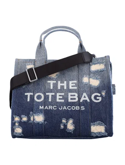 Marc Jacobs The Rip And Repair Denim Medium Tote Handbag Handbag In Punk Indigo