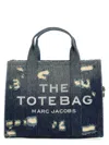 Marc Jacobs Distressed Small Tote Bag With Side Pocket In Blue
