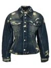 Marc Jacobs The Rip And Repair Fluted Denim Jacket Casual Jackets And Parka In Blue