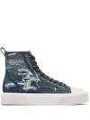 MARC JACOBS THE RIP AND TEAR DENIM HIGH TOP SNEAKERS