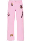 Marc Jacobs Denim Pants With All-over Prints In Pink