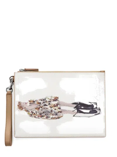 Marc Jacobs The Runway Illustration Leather Wristlet In White