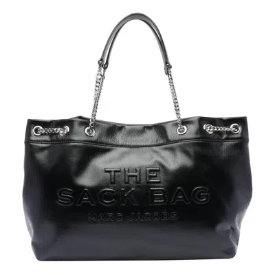 Marc Jacobs 'the Sack Bag' Black Shoulder Bag With Logo Embossed On The Front In Leather Woman