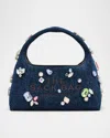 Marc Jacobs The Gem Denim Mini Sack Bag In Purple