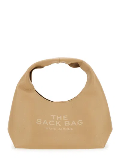 Marc Jacobs 'the Sack' Beige Shoulder Bag With Embossed Logo