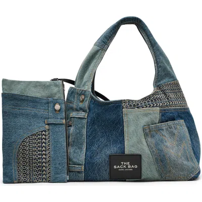 Marc Jacobs The Sack Deconstructed Denim Shoulder Bag In Indigo Multi