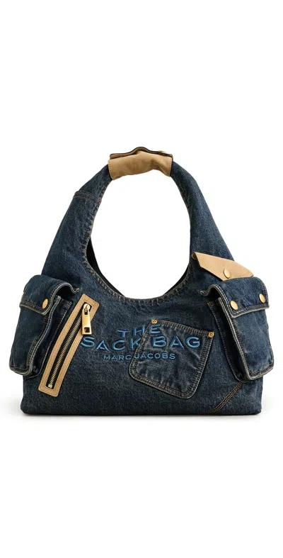 Marc Jacobs The Sack Hobo Bag Dark Wash Indigo In Blue