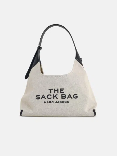 Marc Jacobs ' The Sack' Ivory And Black Cotton Bag In White