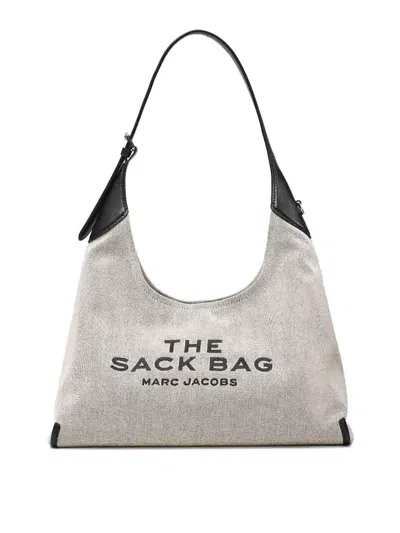 Marc Jacobs The Sack Shoulder Bag In Grey Cotton In White