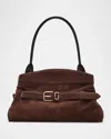 Marc Jacobs The Satchel Suede Shoulder Bag In Brown