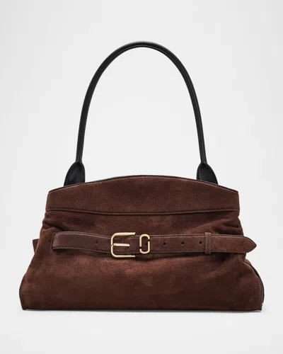 Marc Jacobs The Satchel Suede Shoulder Bag In Brown