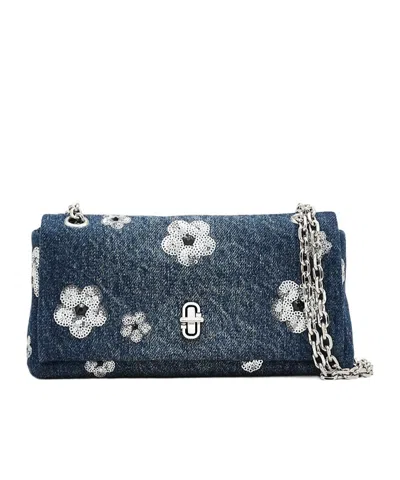 Marc Jacobs The Sequin Daisy Denim Dual Chain Mini Bag In Black