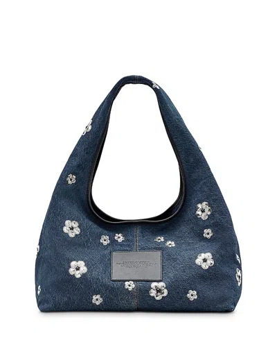 Marc Jacobs The Sequin Daisy Denim Sack Bag In Vintage Indigo