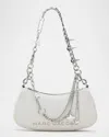 Marc Jacobs Contemporary White Shoulder Bag With Adjustable Chain And Embossed Logo In Cotton