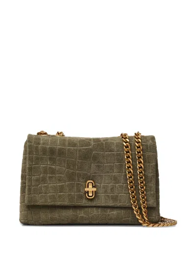 Marc Jacobs The Slim Croc Suede Dual-chain Shoulder Bag In Green
