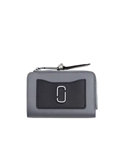 Marc Jacobs Logo-plaque Leather Wallet In Gray