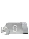 MARC JACOBS THE SLINGSHOT SILVER CROSSBODY BAG WITH LOGO DETAIL IN LAMINATED LEATHER WOMAN