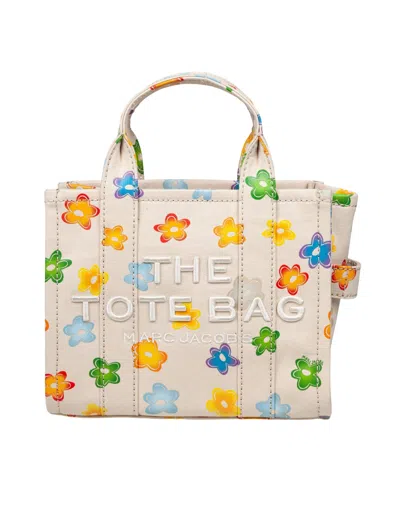 Marc Jacobs The Small Canvas Tote Bag With Flower Print In White