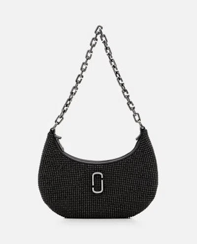 Marc Jacobs The Small Curve Rhinestone J Shoulder Bag In Black