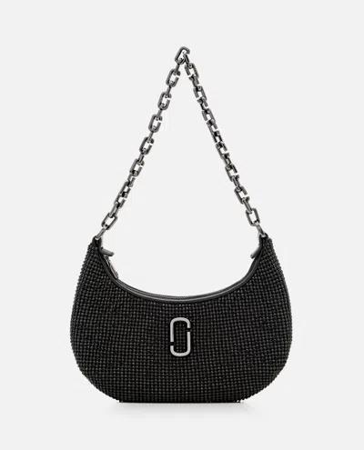 Marc Jacobs The Small Curve Rhinestone J Shoulder Bag In Black