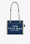Marc Jacobs The Medium Tote In Blue Denim With Embroidered Logo In Denim