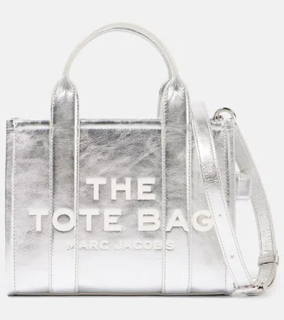 Marc Jacobs The Small Metallic Leather Tote Bag In Silver